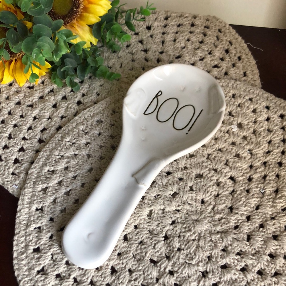 Rae Dunn White 'BOO!' Ceramic Spoon Holder